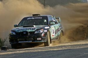 Mark Fox / Jake Blattner had the most spectacular gravel spray at the spectator location on SS12 in their Subaru WRX STi.