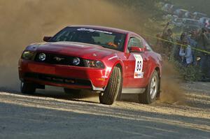 Mark Utecht / Rob Bohn fling dirt at spectators on SS12 in their Ford Mustang.