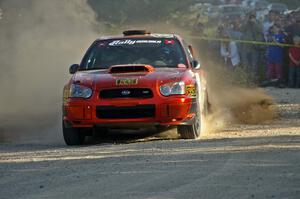 Nate Conley / Adam Kneipp drift their Subaru WRX STi past spectators on SS12.