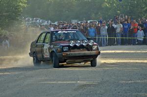 Matt Bushore / Kim DeMotte come out onto the county road and see a horde of spectators on SS12 in their VW Jetta.