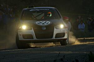 The VW GTI-Rally of Brian Dondlinger / Dave Parps comes onto the county road at the SS12 spectator point.