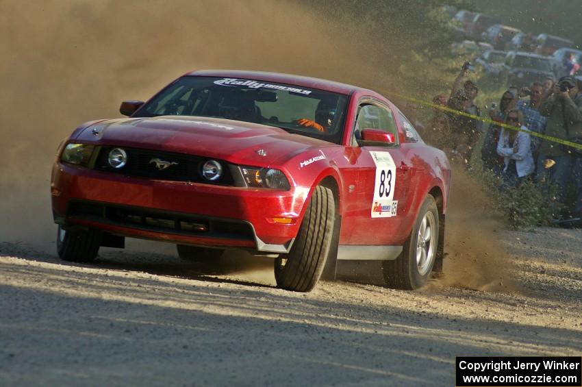 Mark Utecht / Rob Bohn fling dirt at spectators on SS12 in their Ford Mustang.