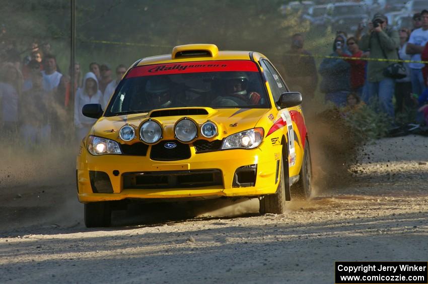 Don Conley / Chris Herlache power their Subaru WRX Wagon out of the spectator corner on SS12.