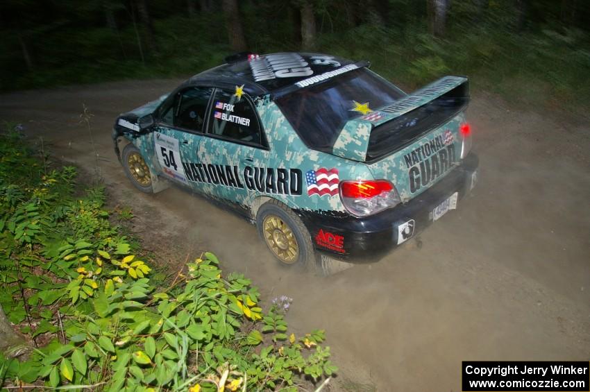 Mark Fox / Jake Blattner drift nicely on SS15 in their Subaru WRX STi.