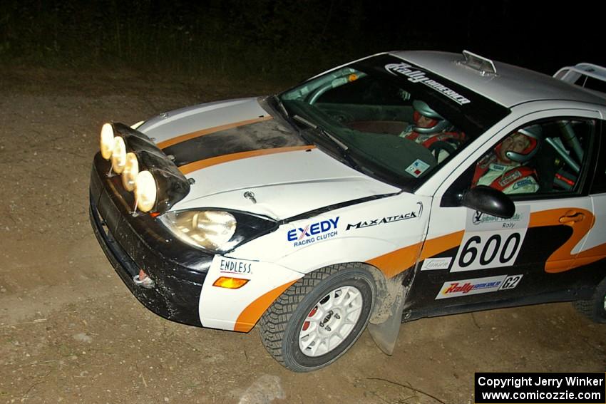 Dillon Van Way / Josh Knott drive their Ford Focus uphill during the first mile of SS15.