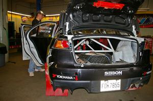 The Libra Racing Mitsubishi Lancer Evo X of Antoine L'Estage / Nathalie Richard goes through tech. (1)
