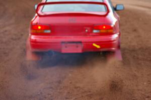 Dustin Kasten / Corina Soto blast away from the start of the practice stage in their Subaru Impreza.