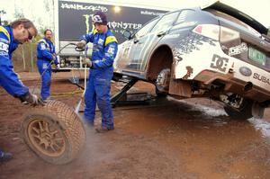 The Ken Block / Alex Gelsomino Subaru WRX STi is sprayed clean after the practice stage. (3)