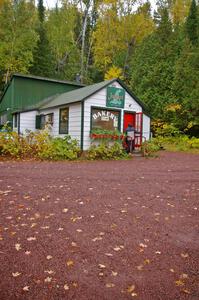 A monk heads into work at the Jampot Bakery near Eagle River.