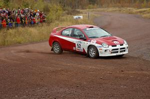 Doug Shepherd / Karen Wagner drift their Dodge SRT-4 past the spectator point on Green Acres, SS1.