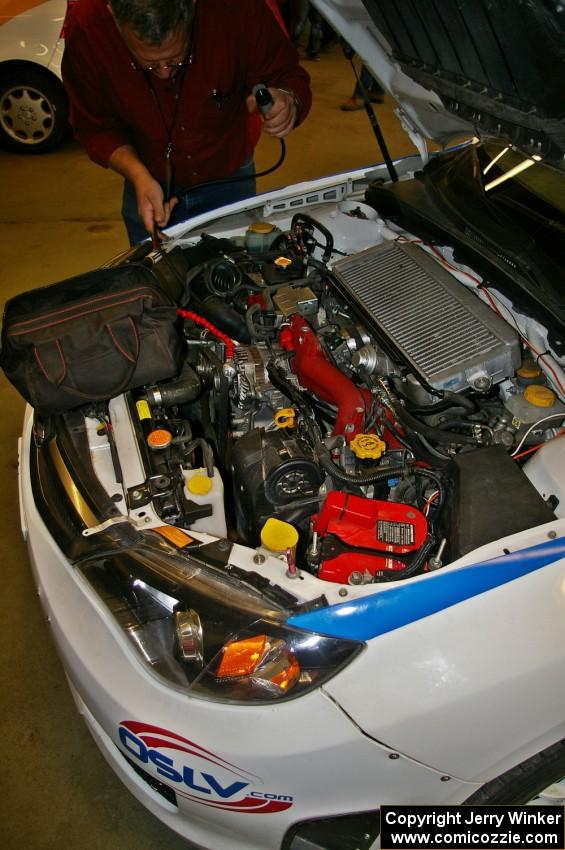 The Tim Rooney / Travis Hanson Subaru WRX Sti goes through tech inspection. (2)