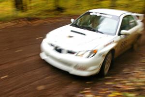 Heath Nunnemacher / Mike Rossey drift through a fast sweeper near the end of Beacon Hill, SS2, in their Subaru WRX STi.