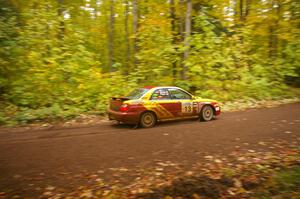 Bryan Pepp / Jerry Stang drive their Subaru WRX at speed near the finish of Beacon Hill, SS2.