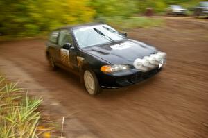 Matt Himes / Silas Himes come into the flying finish of Beacon Hill, SS1, in their Honda Civic