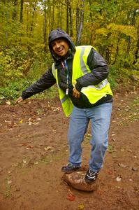 Frank La Torre surfs a rock on Beacon Hill - Toivola Rd.