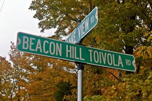 Beacon Hill - Toivola Rd. sign at the end.