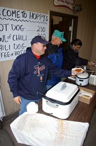 Perfect food for a cold rally: chili and hot dogs from Hoppy's Bar in Kenton.