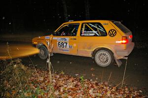 Chad Eixenberger / Chris Gordon at full speed in their VW Golf on Far Point 1, SS5.