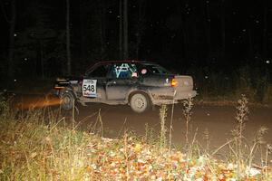 Matt Bushore / Andy Bushore at speed on far Point 1, SS5, in their VW Jetta.