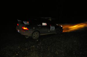 Jaroslaw Sozanski / Bartosz Sawicki power through the spectator corner on Far Point 2, SS7, in their Subaru Impreza RS.