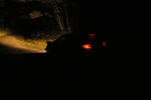 Ken Block / Alex Gelsomino at speed downhill on Menge Creek, SS9, in their Subaru WRX STi.