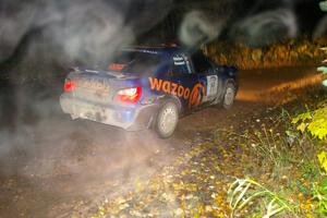 Tim Penasack / Alex Kihurani at speed on Menge Creek, SS9, in their Subaru WRX.