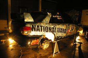 Mark Fox / Jake Blattner get repairs to their Subaru WRX STi under an awning of a closed gas station in Baraga at 2AM. (2)