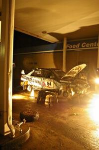 Mark Fox / Jake Blattner get repairs to their Subaru WRX STi under an awning of a closed gas station in Baraga at 2AM. (3)