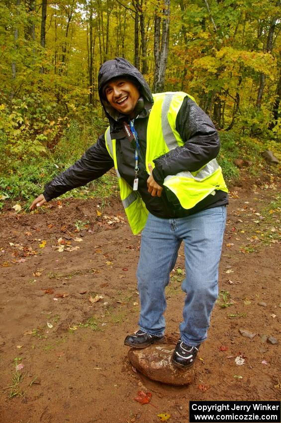 Frank La Torre surfs a rock on Beacon Hill - Toivola Rd.