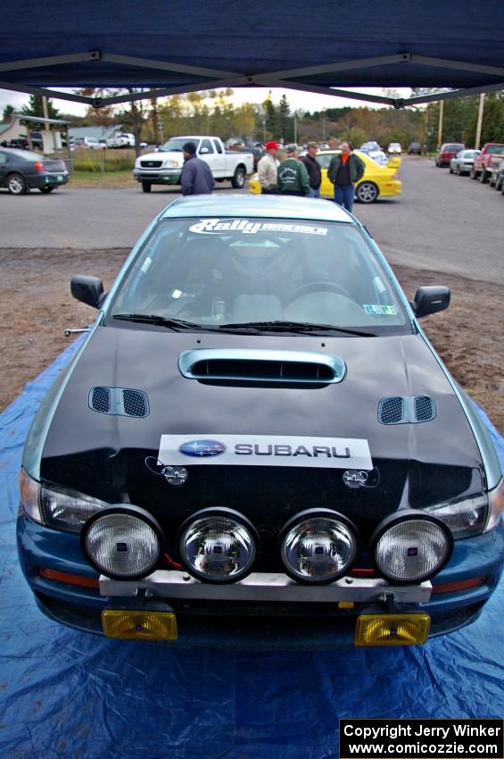 The Don Kennedy / Matt Kennedy Subaru Impreza at Kenton Service 1.