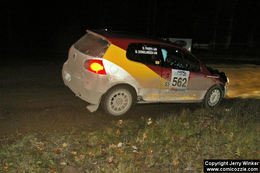 Brian Dondlinger / Dave Parps speed past in their VW GTI-Rally on SS7, Far Point 2.