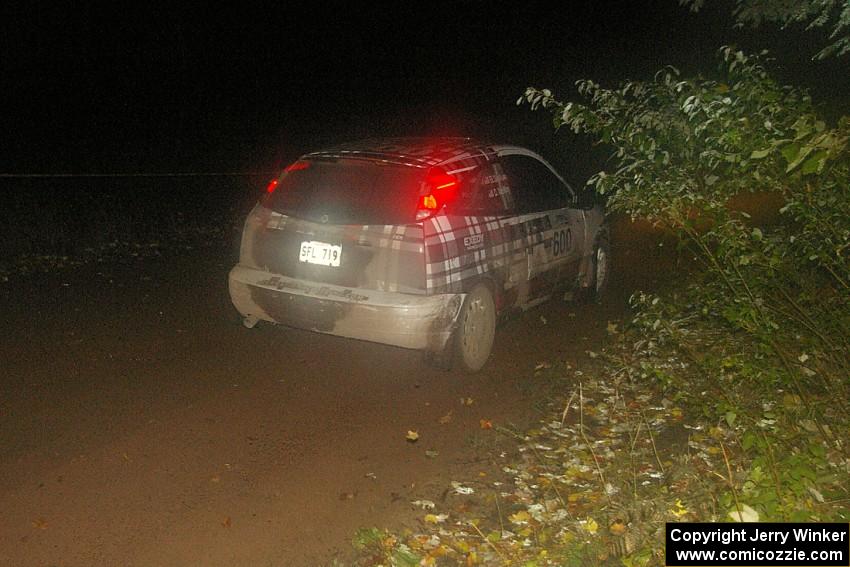 Dillon Van Way / Ben Slocum at speed in their Ford Focus on Menge Creek, SS9.