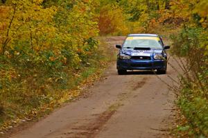 The Kenny Bartram / Dennis Hotson Subaru WRX STi was repaired after DNF'ing Friday. Here they are on Gratiot Lake, SS10.