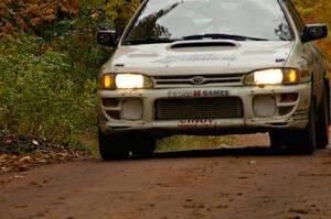 Henry Krolikowski / Cindy Krolikowski take it easy into the finish of Gratiot Lake, SS10, in their Subaru Impreza.