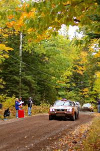 The Mike Hurst / Rob Bohn Ford Capri Cosworth leaves the start of Delaware 1, SS11.