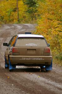 Paul Koll / Tim Knorr head uphill from the start of Delaware 1, SS11, in their VW Golf.