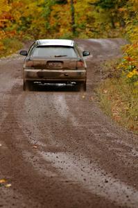 Silas Himes / Matt Himes rocket uphill from the start of Delaware 1, SS11, in their Honda Civic.