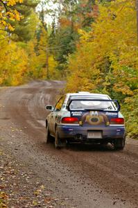 Mason Moyle / Scott Putnam blast their Subaru Impreza away from the start of Delaware 1, SS11.