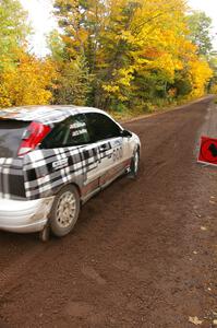 Dillon Van Way / Ben Slocum blast away from the start of Delaware 1, SS11, in their Ford Focus.