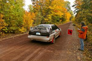 Tim Maskus drove his Audi Quattro UR as med sweep for the event seen here leaving the start of Delaware 1.