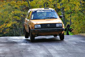 Chad Eixenberger / Chris Gordon catch a little air at the midpoint jump on Brockway Mtn. 1, SS13, in their VW Golf.