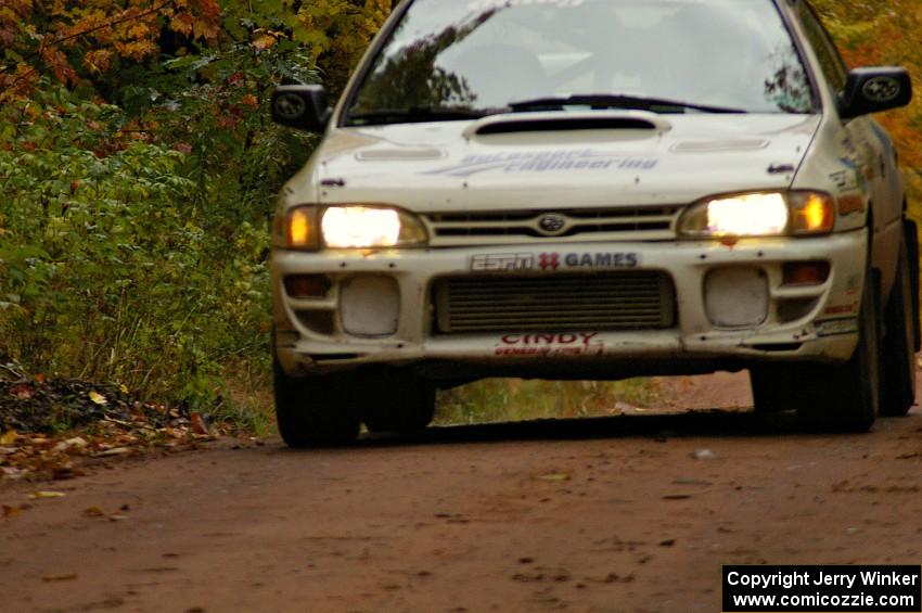 Henry Krolikowski / Cindy Krolikowski take it easy into the finish of Gratiot Lake, SS10, in their Subaru Impreza.