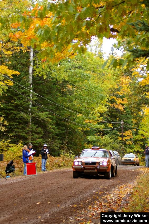 The Mike Hurst / Rob Bohn Ford Capri Cosworth leaves the start of Delaware 1, SS11.