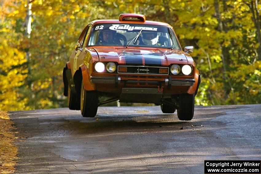 Mike Hurst / Rob Bohn catch air in their Ford Capri Cosworth at the midpoint jump on Brockway Mtn. 1, SS13.