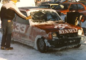 John Dozier's Renault LeCar was heavily coated in thick ice.