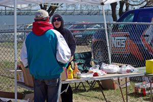 Hot dogs and brats for sale with money going to charity.