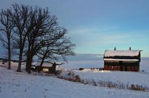 Barn at sunset