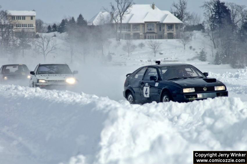 Brian Lange's VW Corrado leads the Carl Siegler / David Goodman / Dan Drury Subaru Legacy