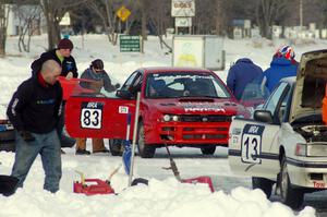 Mark Utecht / Jay Luehmann Subaru Impreza and Carl Siegler / David Goodman / Dan Drury Subaru Legacy at the driver's change.