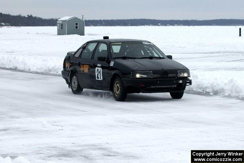 The Ty Saiki / Mike Ehleringer VW Passat comes into the pits early.